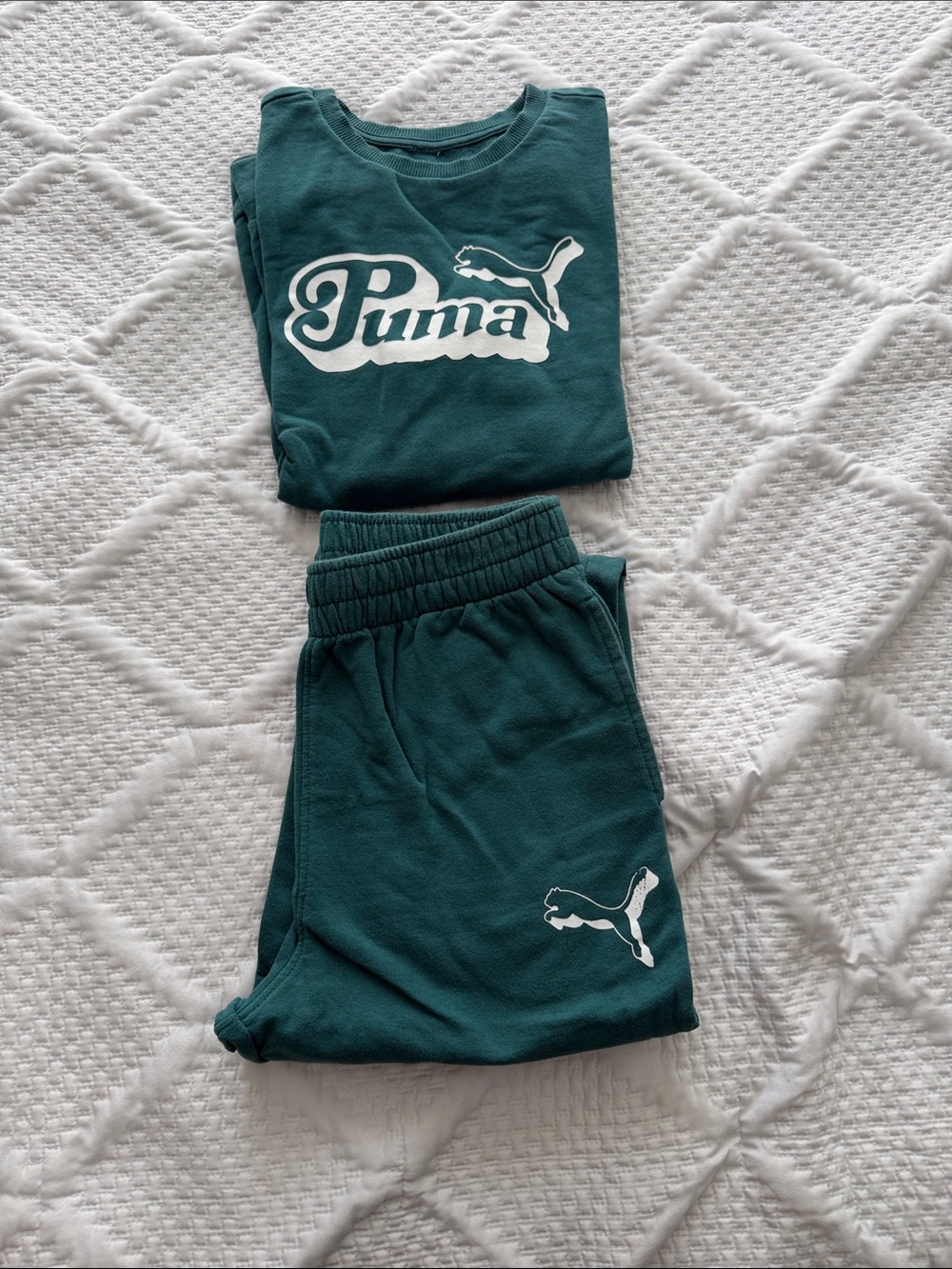Puma Dark Teal Sweatshirt and Joggers Set with White Logo